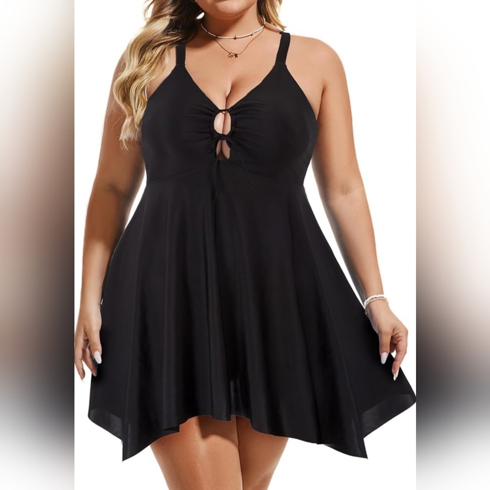 Elegant Black One-Piece Swim Dress
